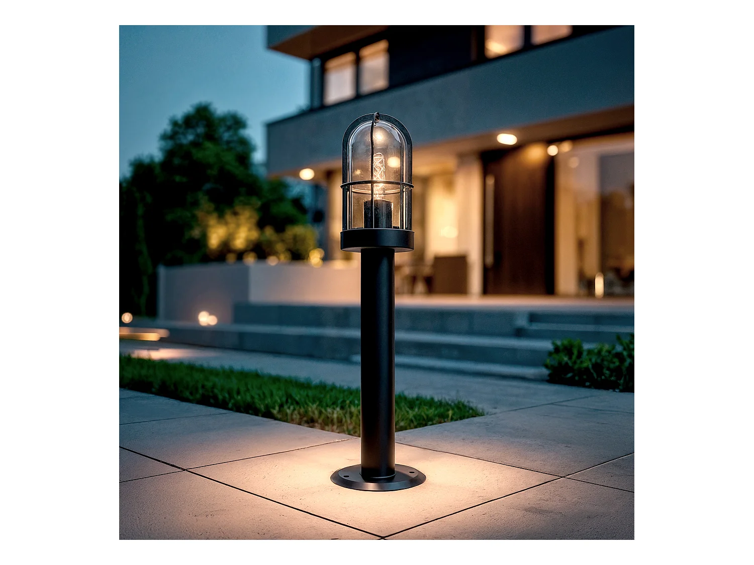 Balise Extérieure en Saillie sur Pied 60 cm Acier Inoxydable Logan Noir