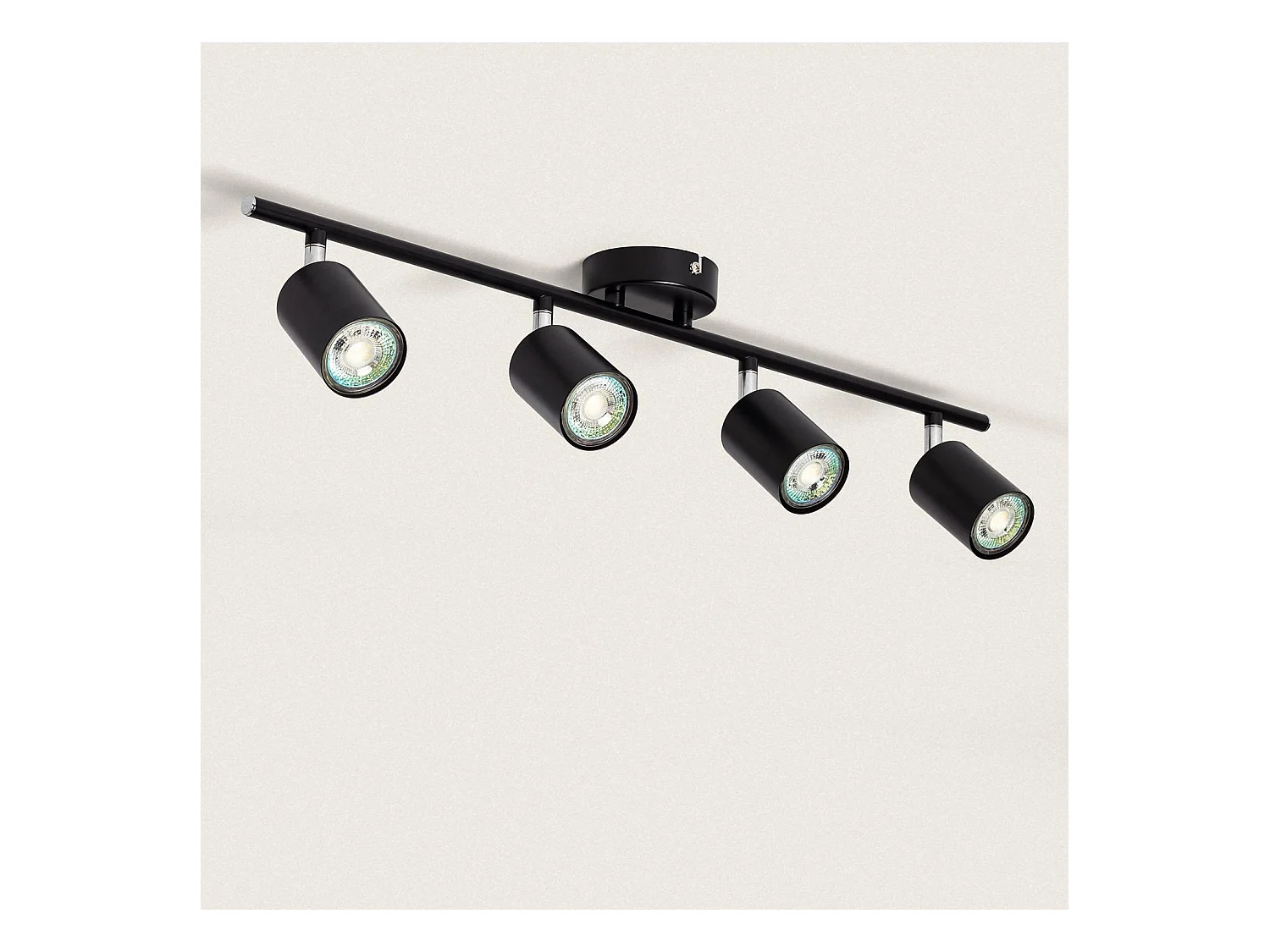 Lámpara de Techo Orientable Metal 4 Focos Albus Black Negro