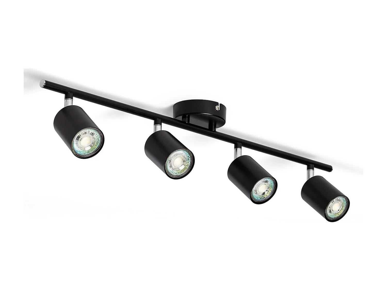 Plafonnier Orientable Métal 4 Spots Albus Black  Noir