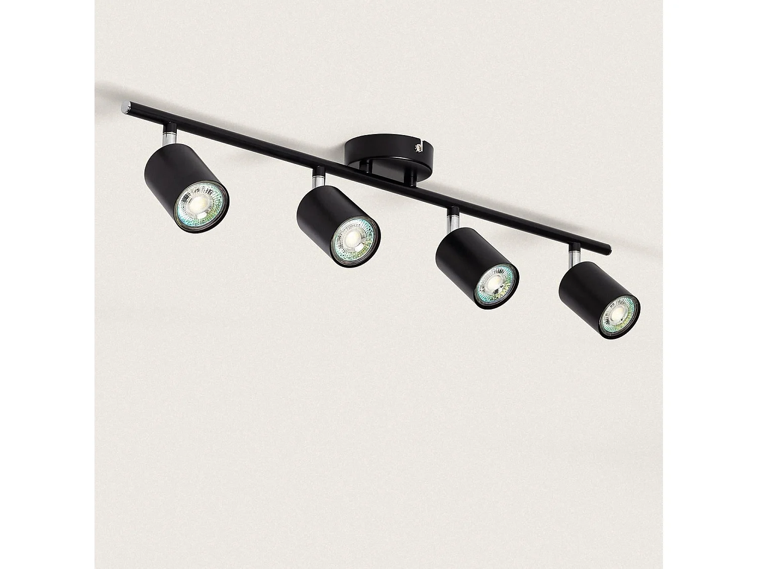 Lámpara de Techo Orientable Metal 4 Focos Albus Black Negro