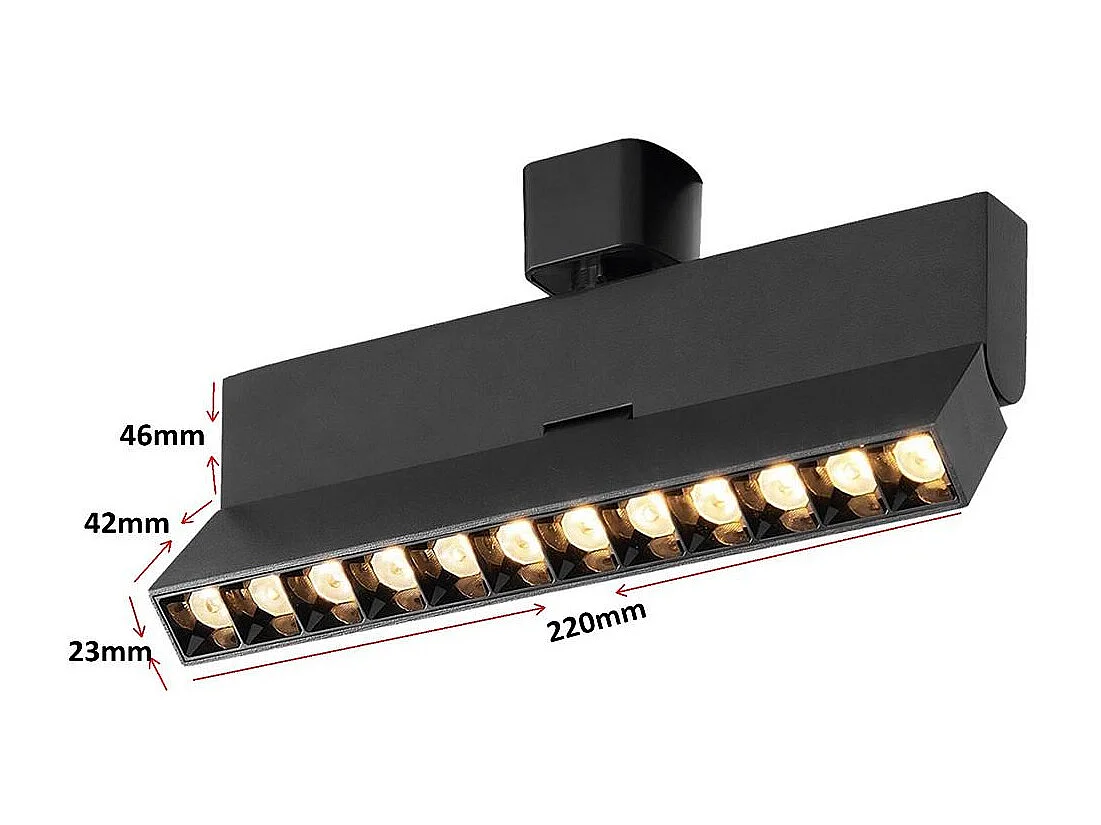 Spot Linéaire LED sur Rail Monophasé 12W CCT Sélectionnable Dimmable Elegant Optic Blanc (3000K - 4000K - 5000K) Sélectionnable