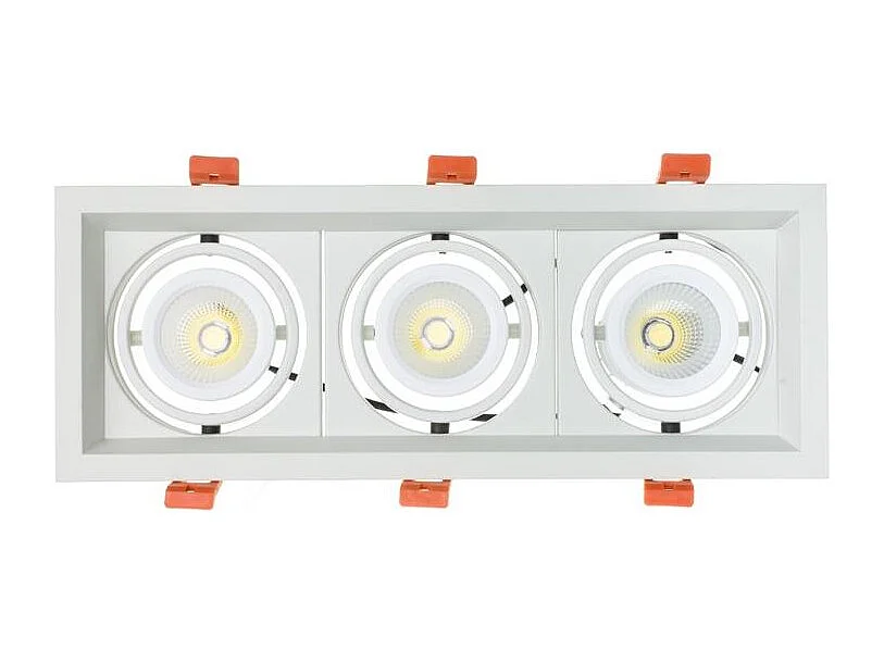 Spot LED Downlight CREE-COB Madison Orientable 3x10W  (UGR 19) Coupe 295x110mm 5000K Blanc froid