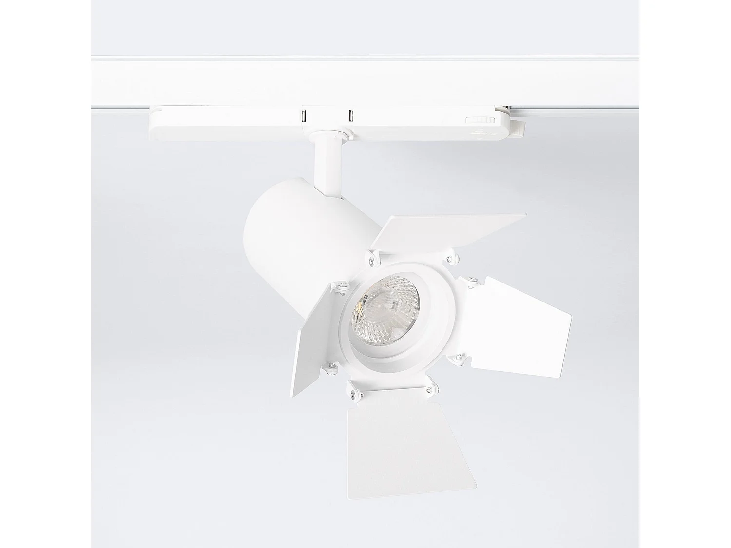 Spot LED Fasano Cinema Cylindre Biseau 30W pour Rail Triphasé CCT Sélectionnable Dimmable DALI Blanc 2700K - 3200K - 4000K Sélectionnable