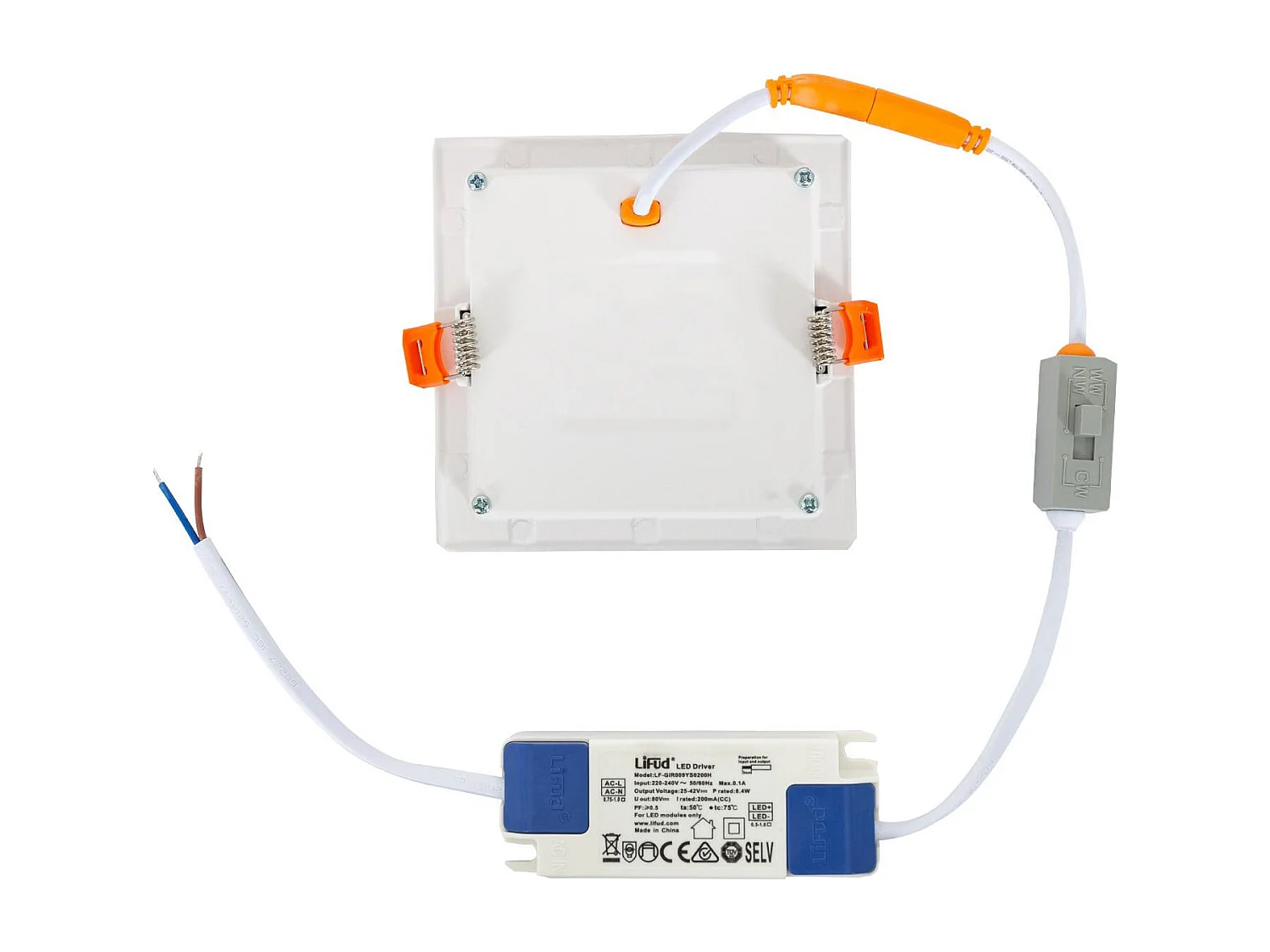Dalle LED 10W Carrée CCT Sélectionnable Microprismatique  Coupe 110x110 mm No Flicker 2700K - 4000K - 6000K Sélectionnable (chaud-neutre-froid)