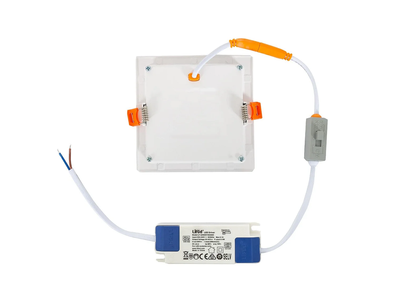 Pannello Downlight LED 10W Quadrata CCT Selezionabile Microprismatica Foro 110x110 mm No Flicker 2700K - 4000K - 6000K Selezionabile (Caldo-Naturale-Freddo)
