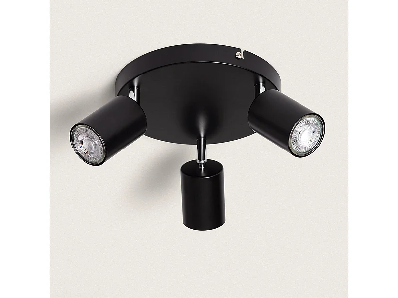 Lámpara de Techo Orientable Circular Metal 3 Focos Albus Black Negro