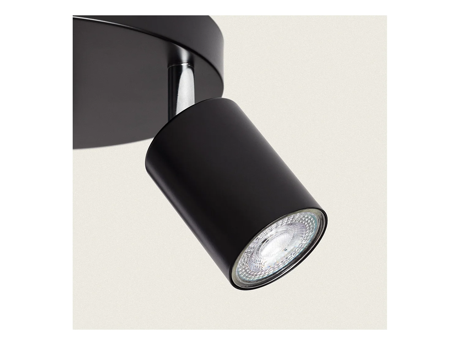 Plafonnier Orientable Rond Métal 3 Spots Albus Black  Noir