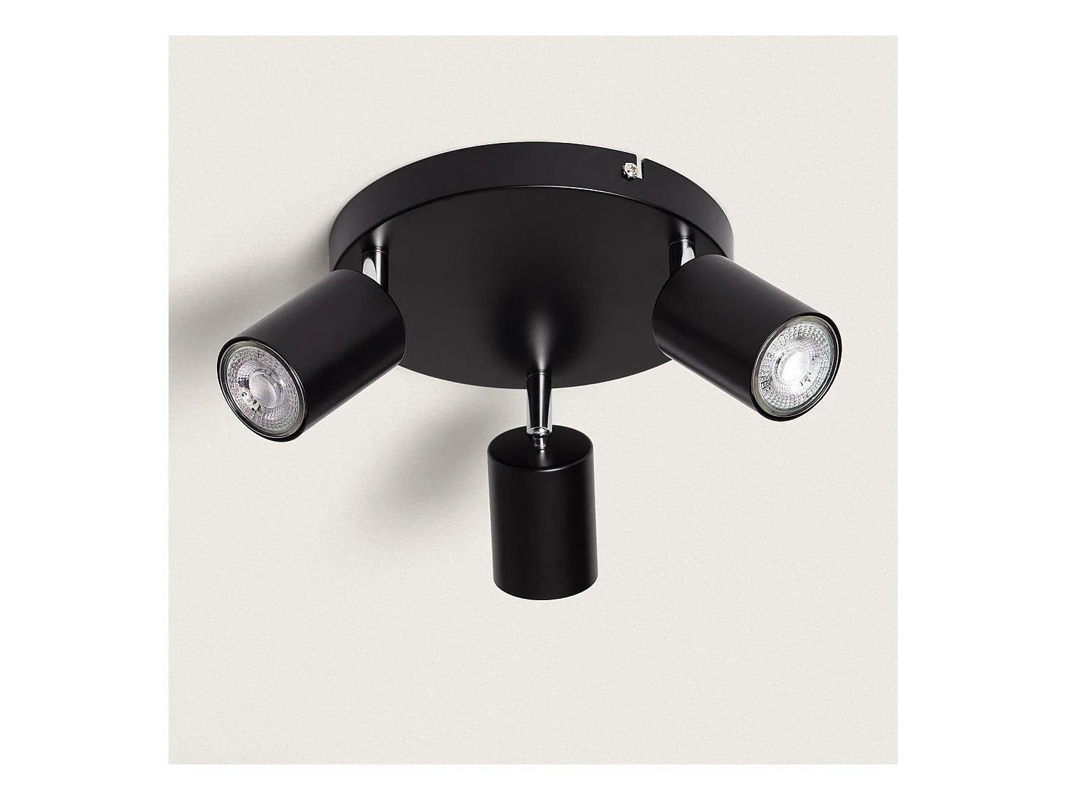 Plafonnier Orientable Rond Métal 3 Spots Albus Black  Noir
