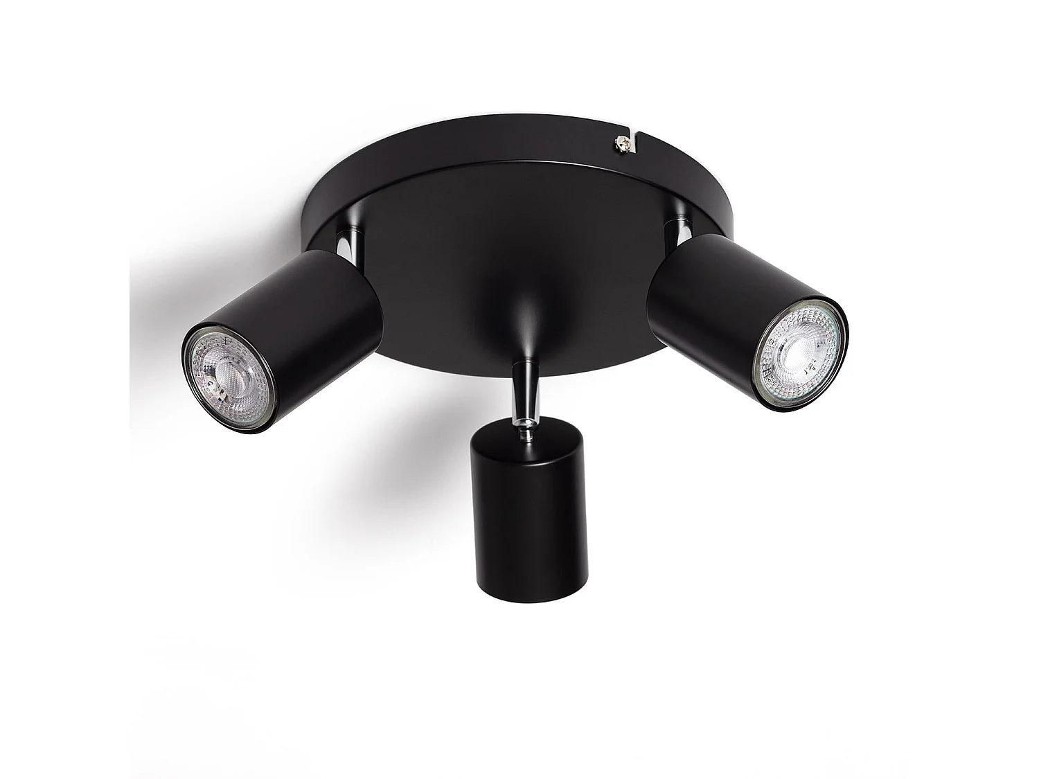 Plafonnier Orientable Rond Métal 3 Spots Albus Black  Noir