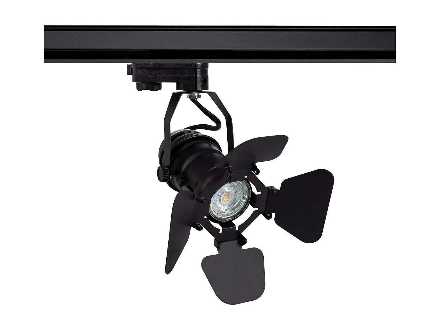 Spot à Douille sur Rail Triphasé Cinema Kurangna pour Ampoule GU10 Noir