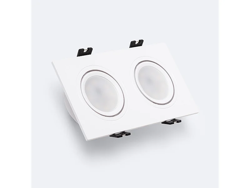 Pannello Downlight LED GU10 6W Orientabile Rettangolare PC Foro 75x150mm No Flicker 6000K Bianco Bianco Freddo