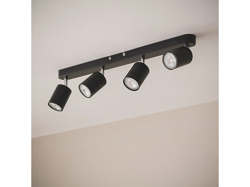 Lámpara de Techo Orientable Metal 4 Focos Albus Black Large Negro