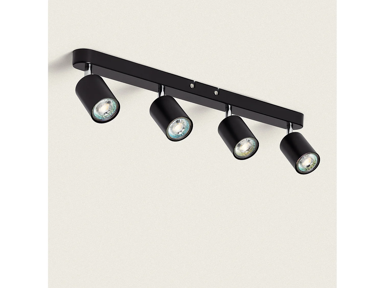 Plafonnier Orientable Métal 4 Spots Albus Black Large  Noir