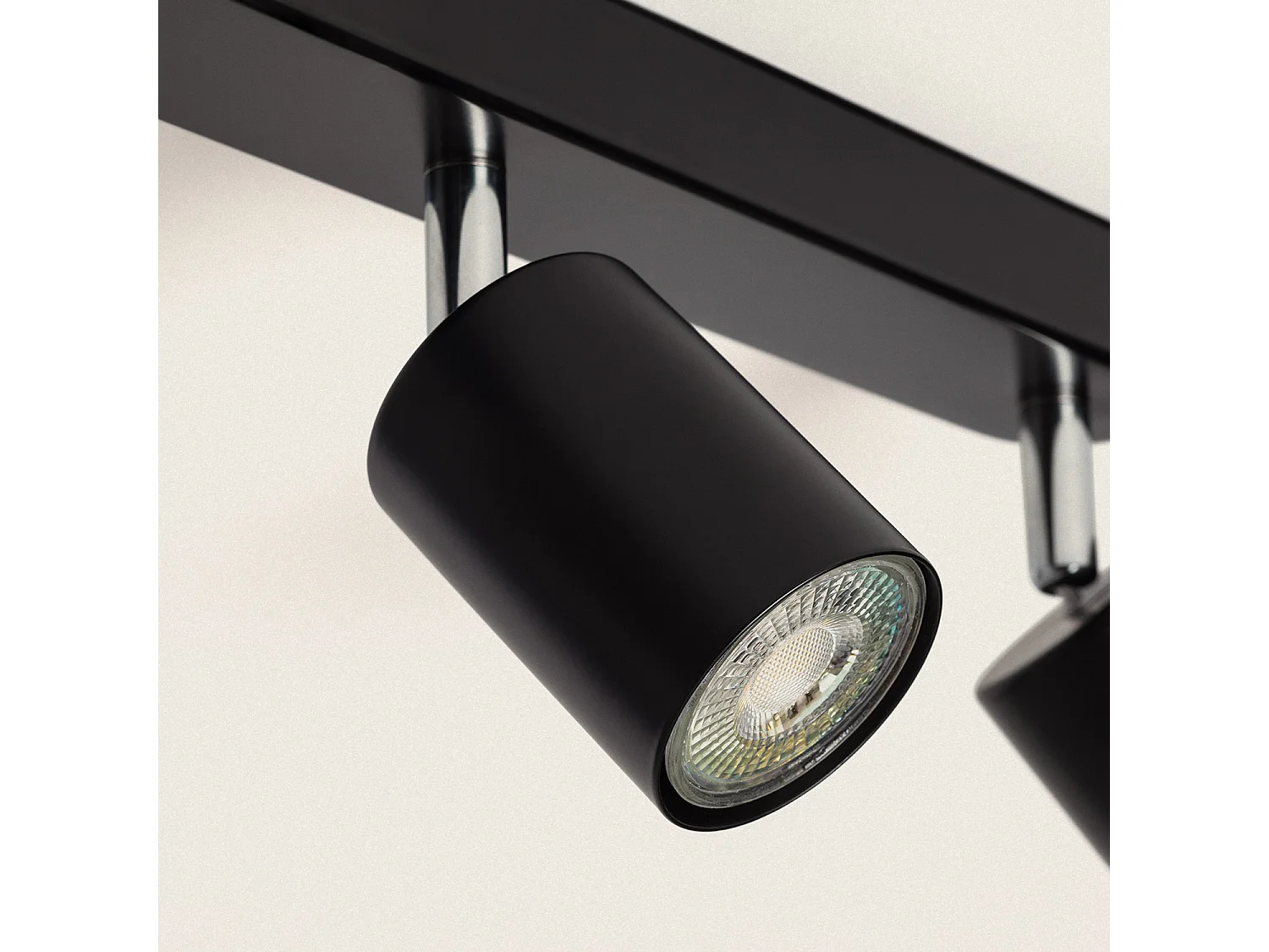 Plafonnier Orientable Métal 4 Spots Albus Black Large  Noir