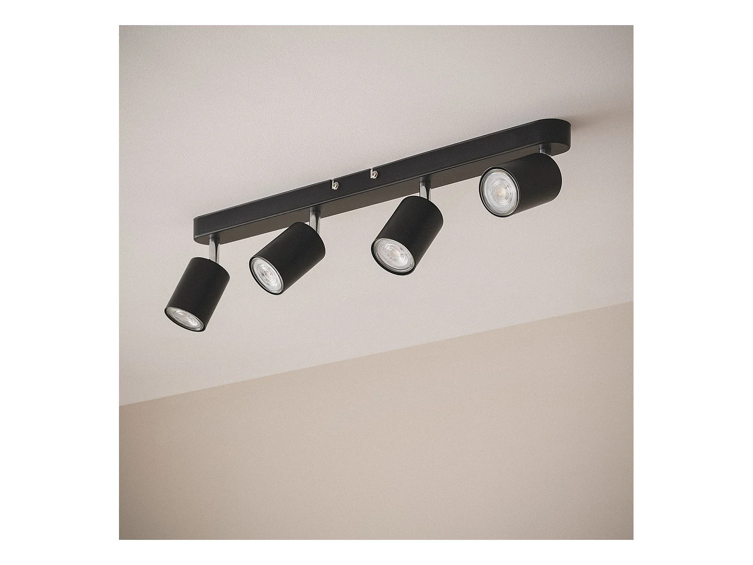 Plafonnier Orientable Métal 4 Spots Albus Black Large  Noir