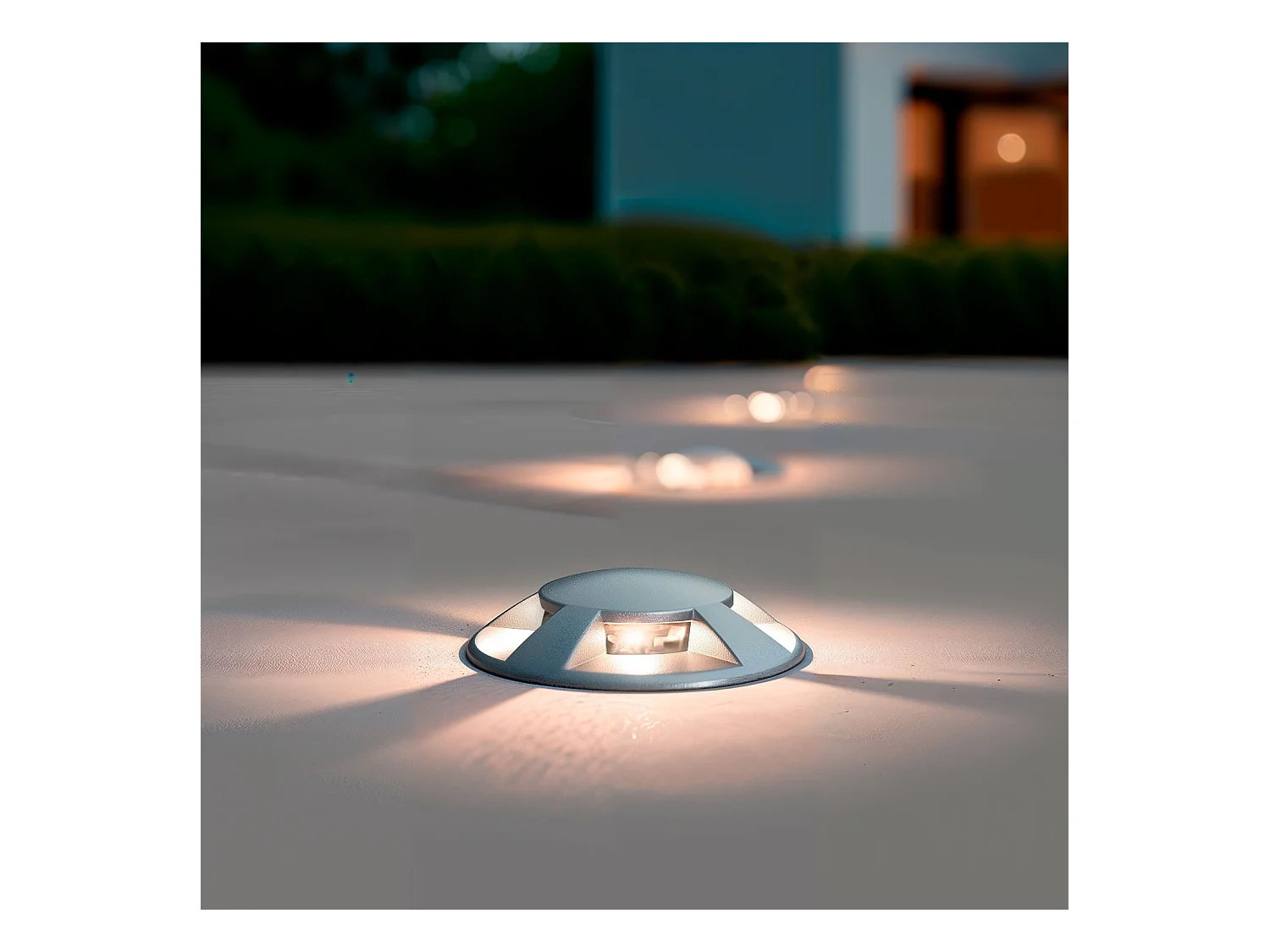 Baliza Exterior LED Empotrable Suelo 4L 24V DC Loto Gris 2700K Blanco Cálido