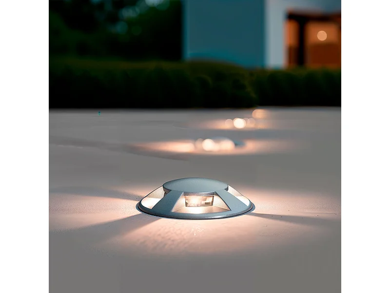 Baliza Exterior LED Empotrable Suelo 4L 24V DC Loto Gris