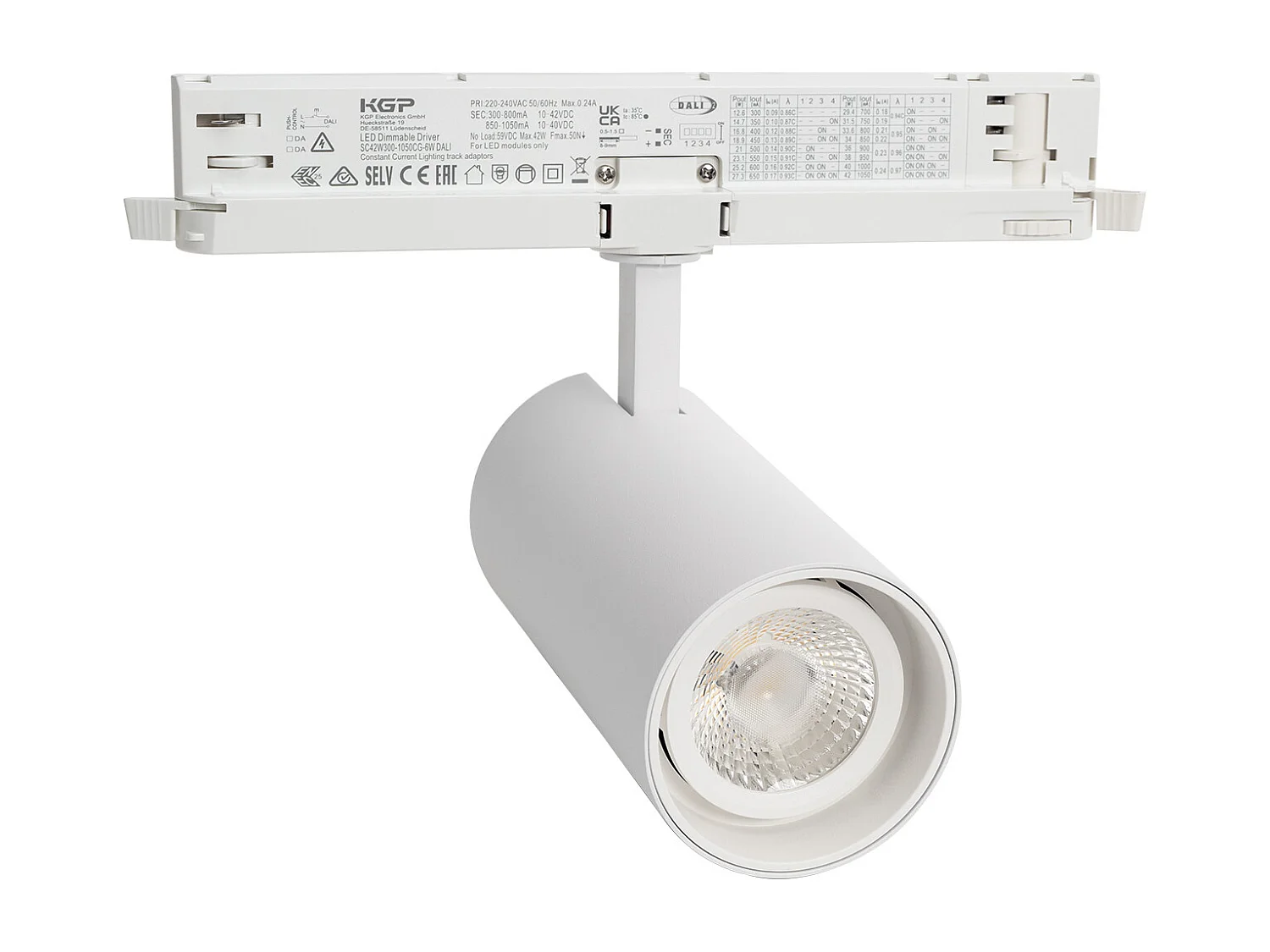 Spot LED sur Rail Triphasé 30W Fasano Dimmable DALI Blanc 2700K Blanc chaud