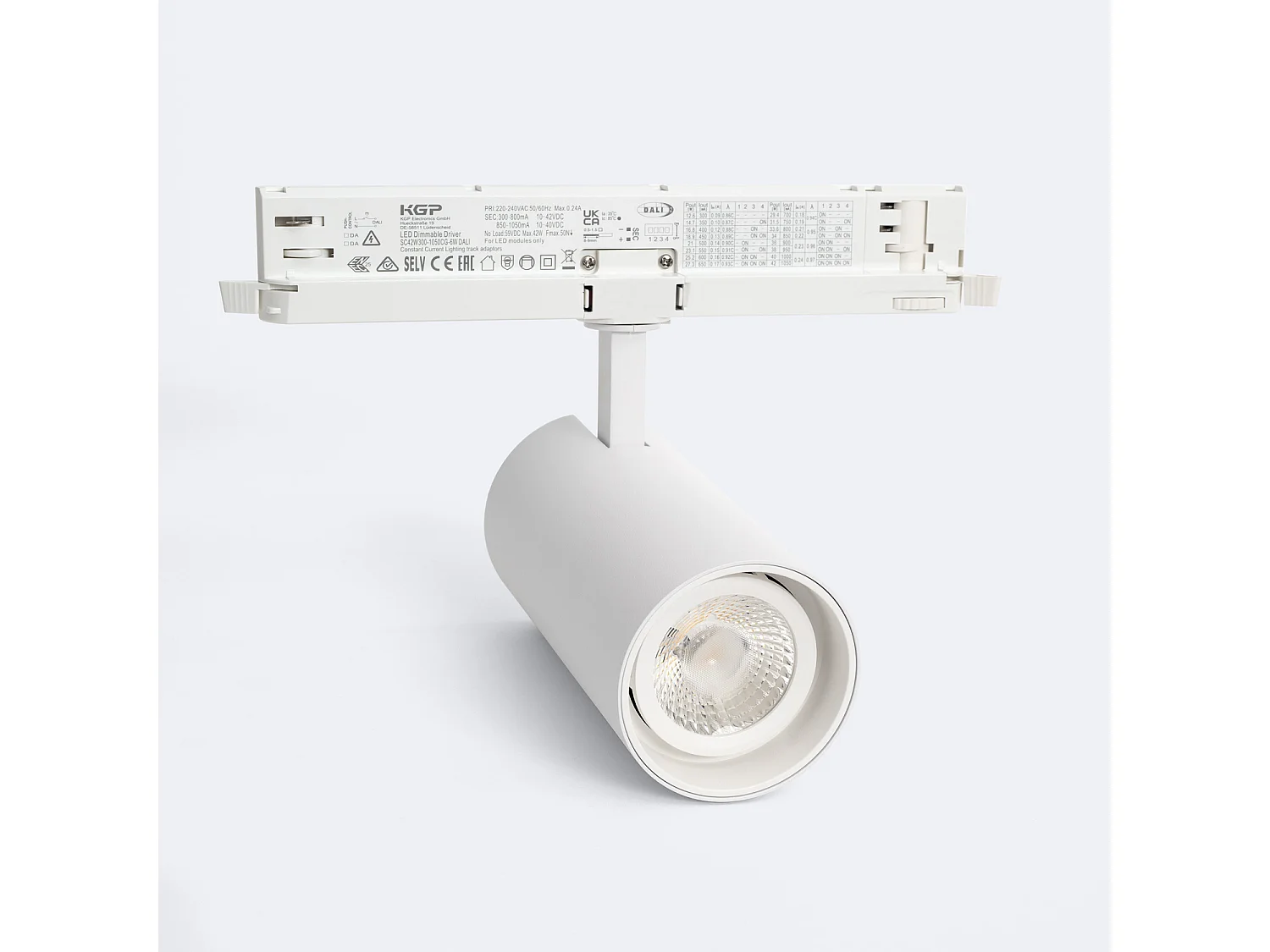 Spot LED sur Rail Triphasé 30W Fasano Dimmable DALI Blanc 2700K Blanc chaud