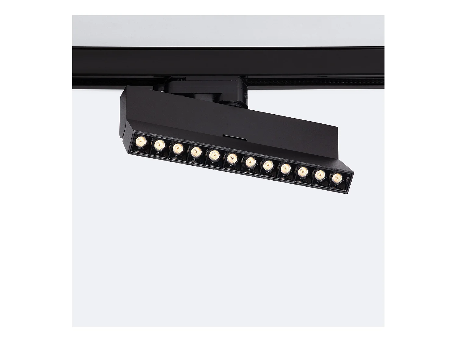 Spot Linéaire LED sur Rail Triphasé 12W CCT Sélectionnable Dimmable Elegant Optic Noir (3000K - 4000K - 5000K) Sélectionnable