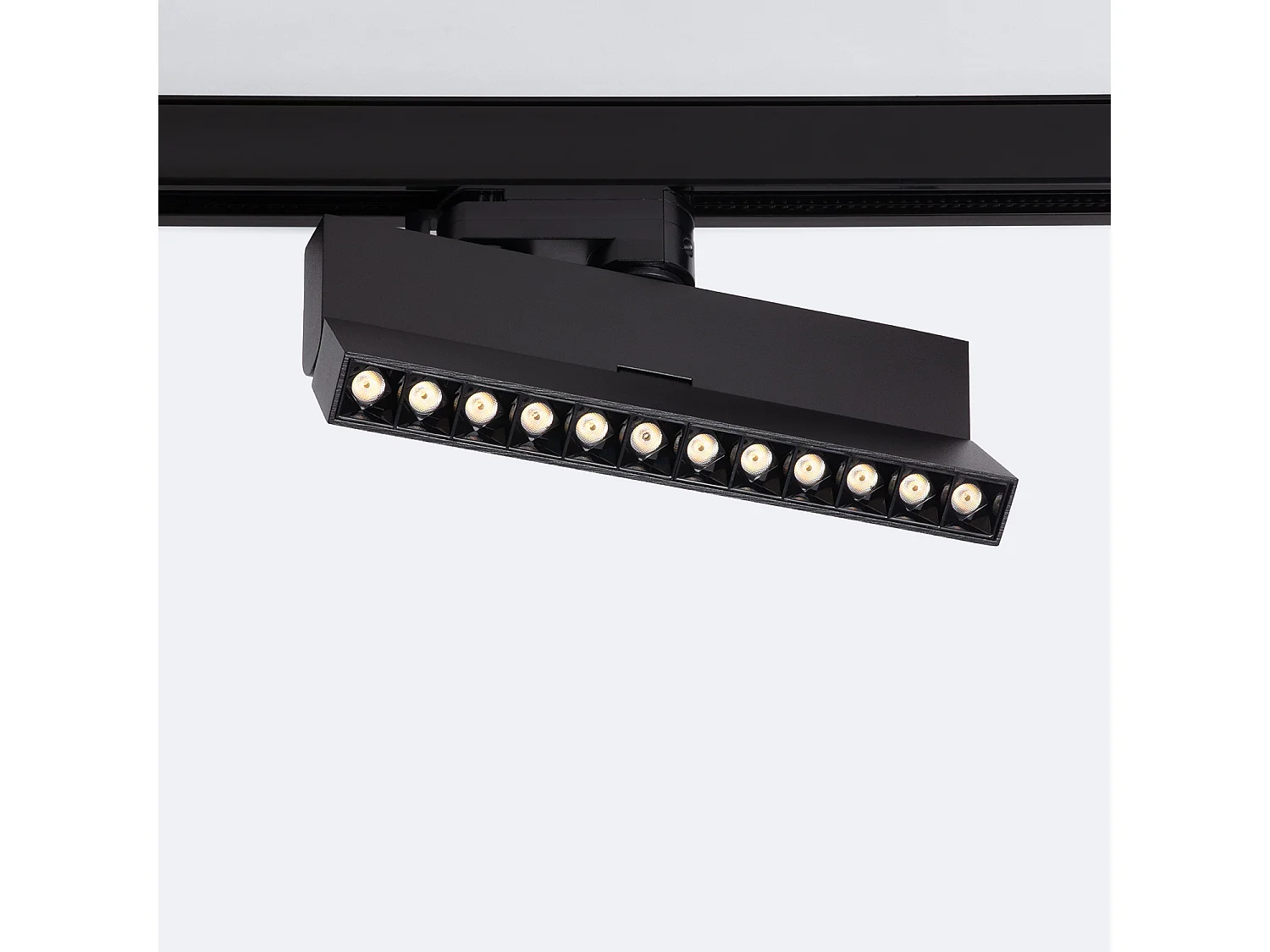 Spot Linéaire LED sur Rail Triphasé 12W CCT Sélectionnable Dimmable Elegant Optic Noir 3000K - 4000K - 5000K Sélectionnable