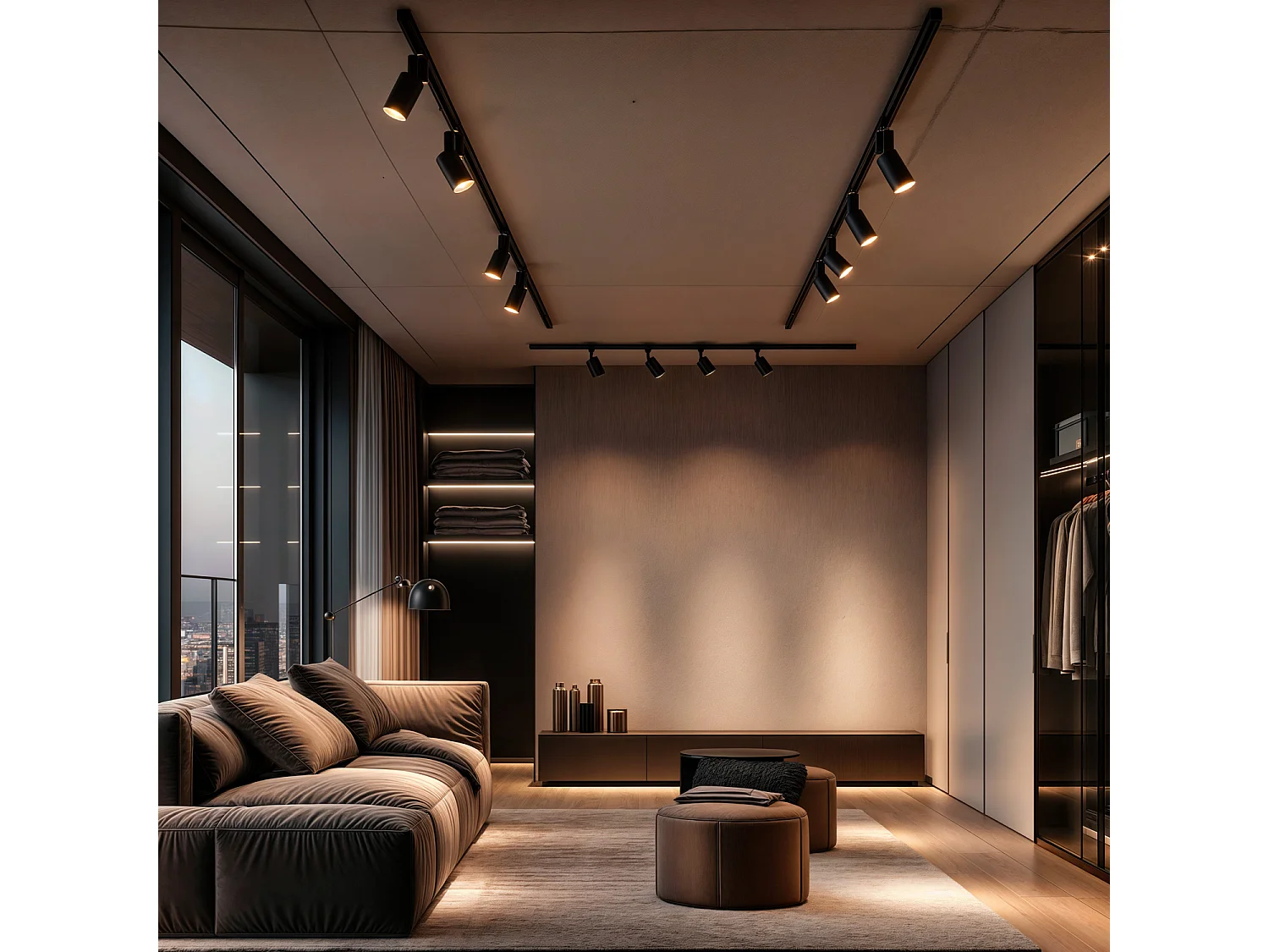 Spot LED sur Rail Monophasé 10W Mallet Dimmable Noir 4000K Blanc neutre