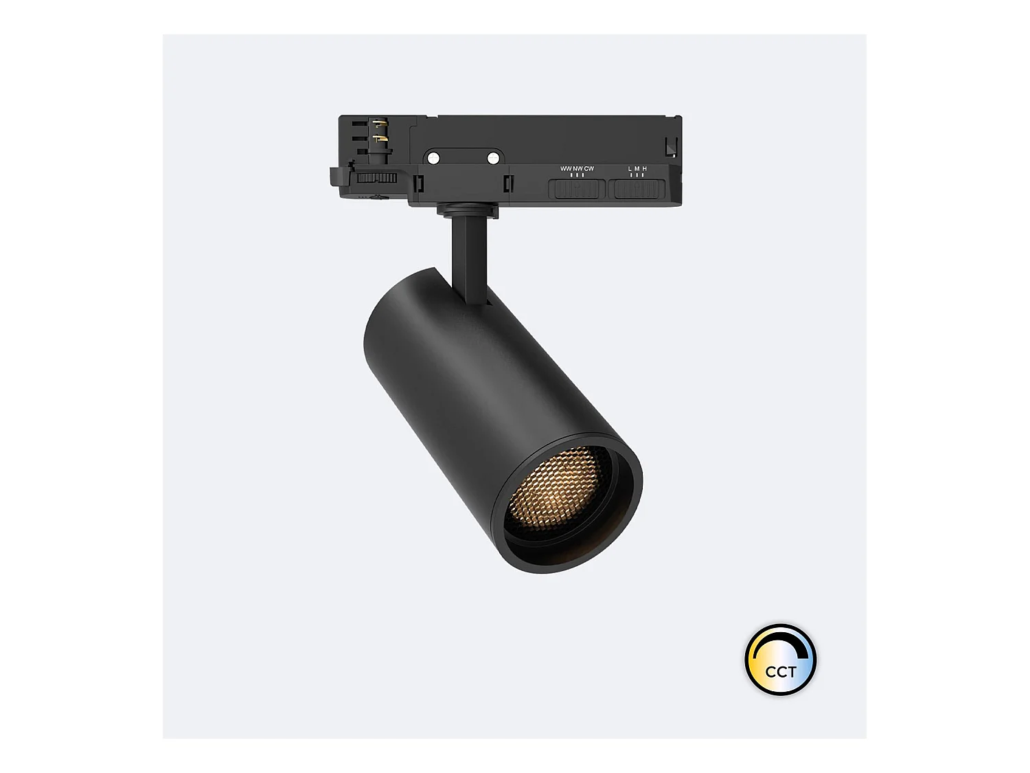 Spot LED sur Rail Triphasé 20W Fasano Dimmable CCT Sélectionnable Anti-éblouissement Noir (2700K - 3200K - 4000K) Sélectionnable