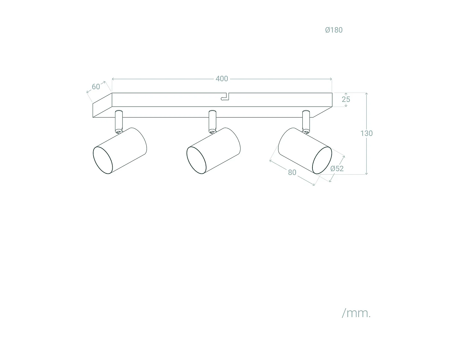 Plafonnier Orientable Métal 3 Spots Wuedy Blanc