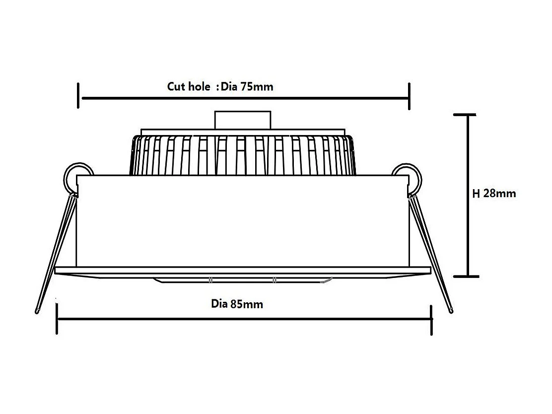Spot Downlight LED 5W Rond COB CRI90 Slim Coupe Ø 75 mm No Flicker 2700K Blanc chaud