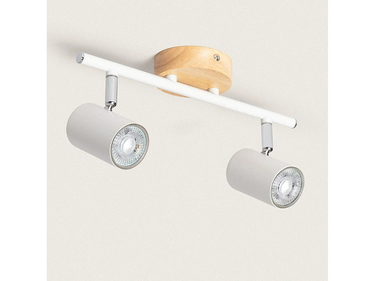 Plafonnier Orientable Bois et métal 2 Spots Albus  Naturel