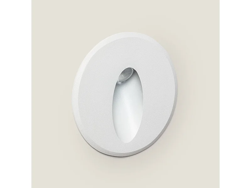 Baliza Exterior LED 3W Empotrable Pared Circular Blanco Oval Adam 4000K Blanco Neutro