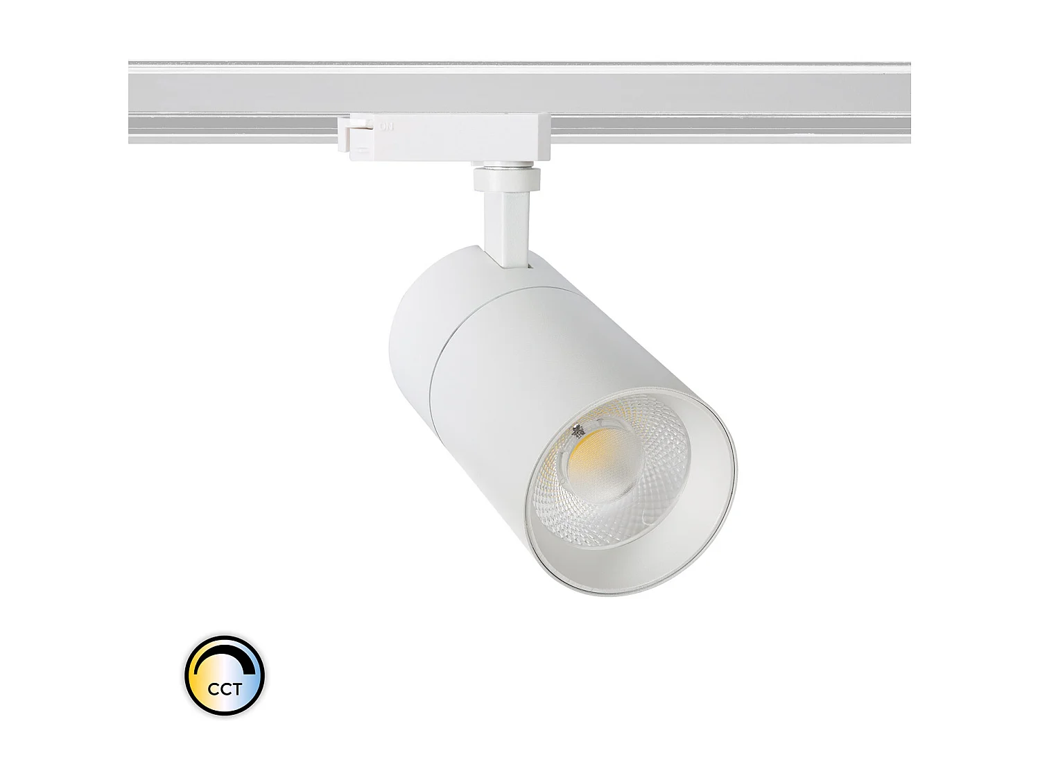 Spot LED sur Rail Monophasé 20W Mallet Dimmable CCT Sélectionnable Blanc