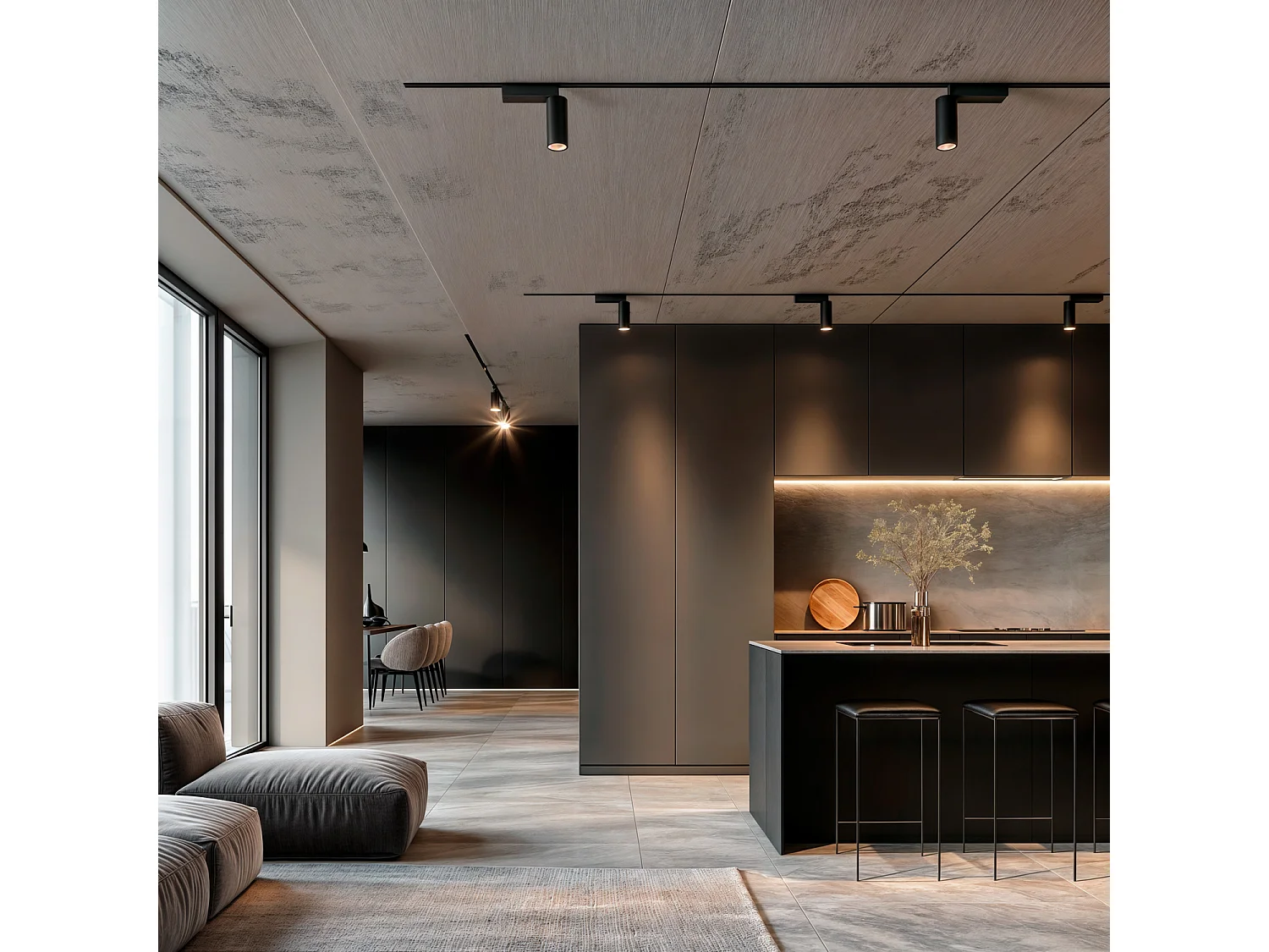 Spot LED sur Rail Magnétique 25mm Extra-Plat 15W 48V Noir 4000K Blanc neutre