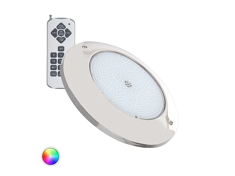 Foco Piscina Superficie LED RGB Sumergible 12V AC IP68 Acero Inoxidable 35W No RGB