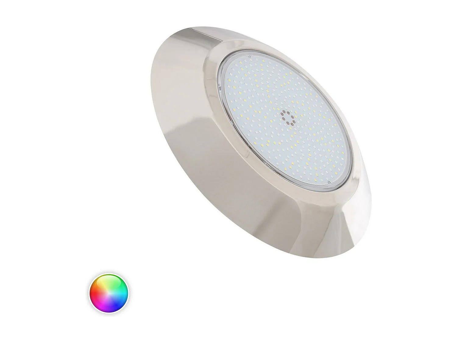 Foco Piscina Superficie LED RGBW Sumergible 12V DC IP68 Acero Inoxidable 24W RGBW