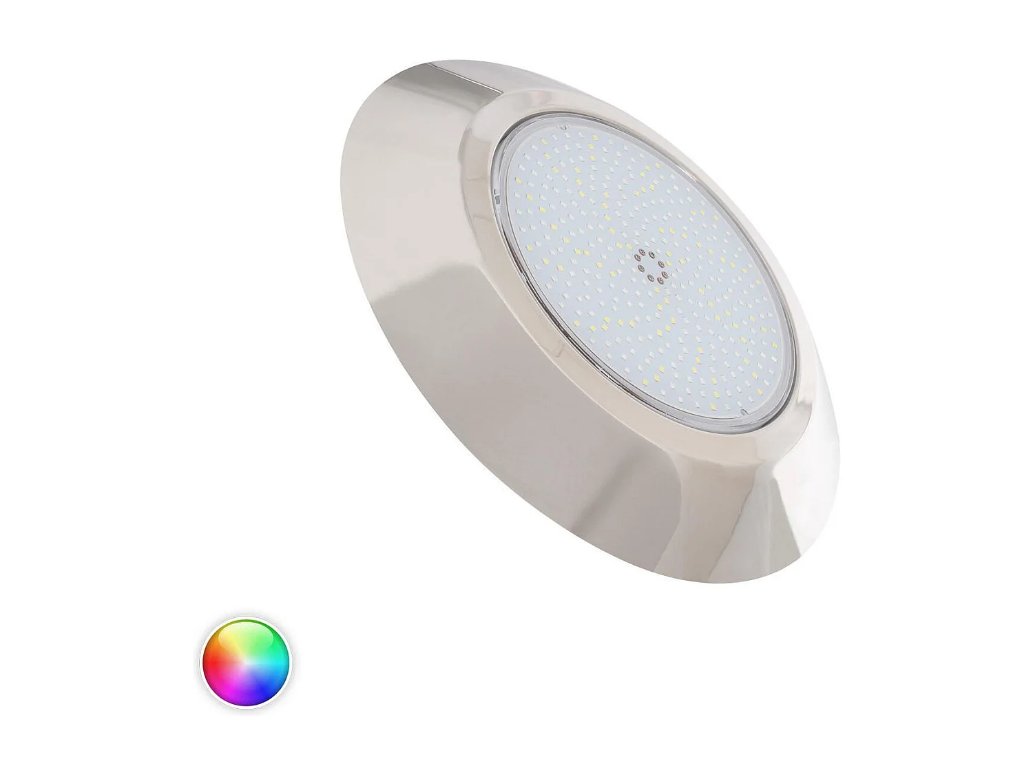 Foco Piscina Superficie LED RGBW Sumergible 12V DC IP68 Acero Inoxidable 24W RGBW