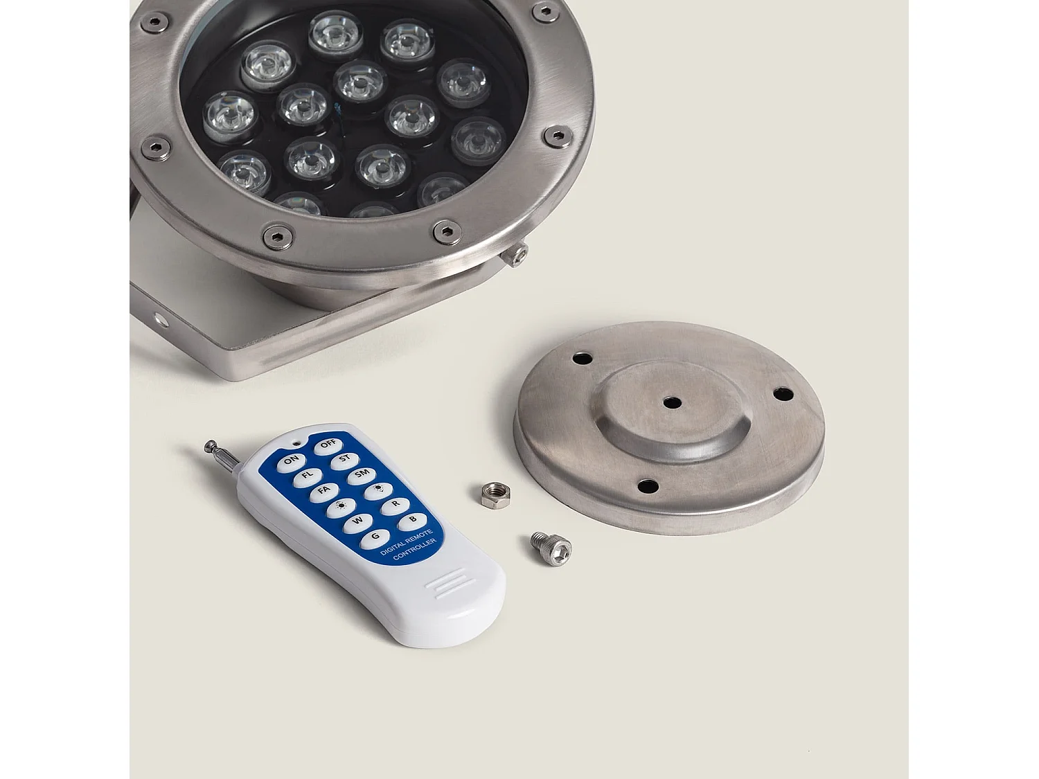 Spot LED RGB Fixation au Sol 24V 15W Submersible IP68 RGB