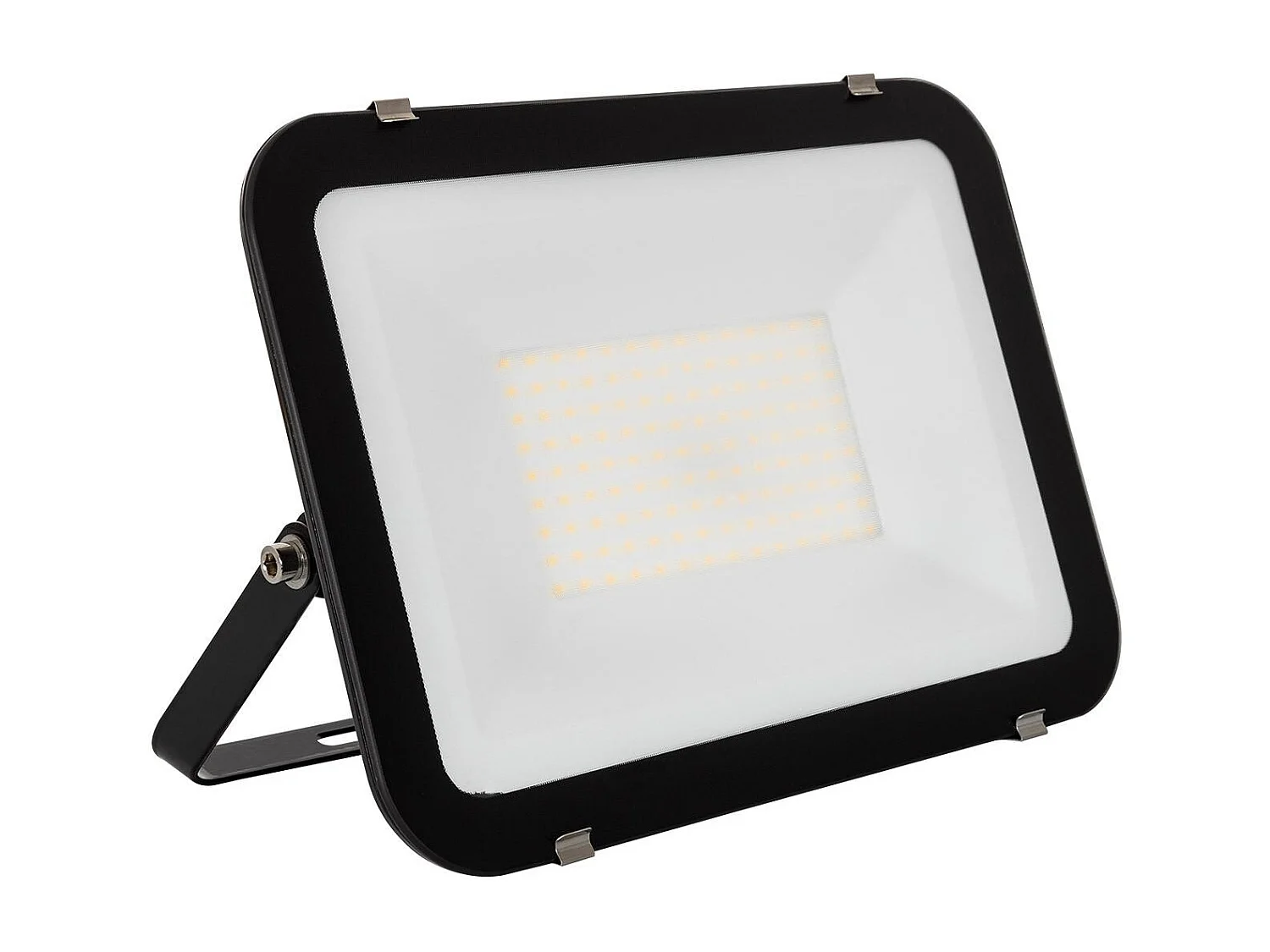 Proiettore LED 100W 120lm/W IP65 Slim Vetro Nero Bianco Caldo 3000K