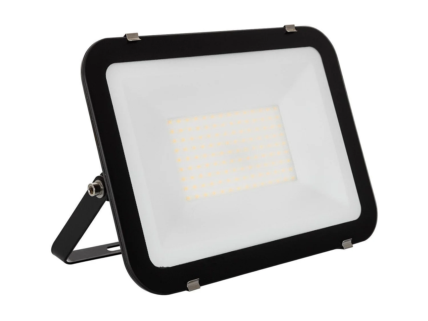 Proiettore LED 100W 120lm/W IP65 Slim Vetro Nero Bianco Caldo 3000K