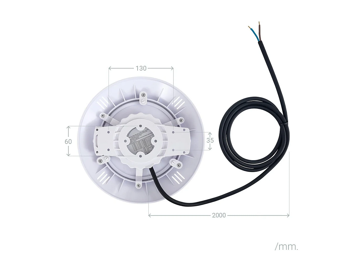 Foco Piscina Superficie LED Sumergible 12V AC/DC IP68 35W 6000K Blanco Frío