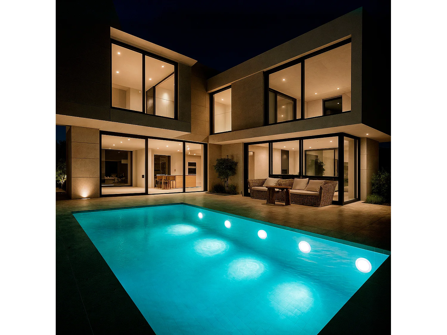 Foco Piscina Superficie LED Sumergible 12V AC/DC IP68 35W 6000K Blanco Frío