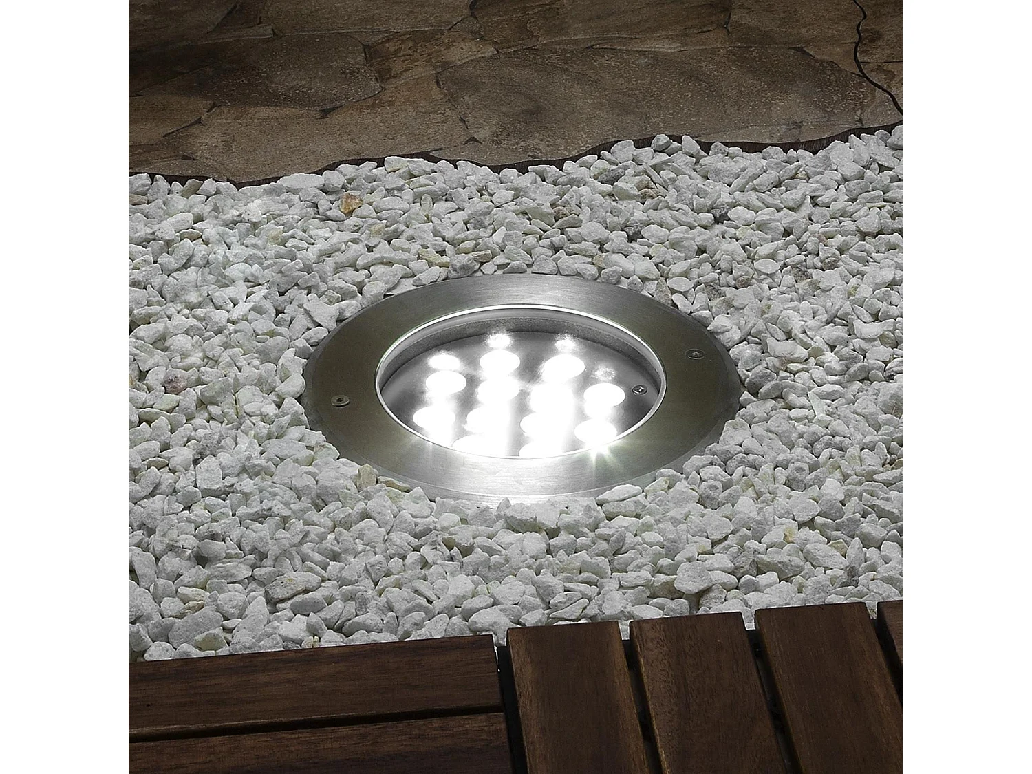Spot LED Extérieur 12W Inox Encastrable au Sol 3000K Blanc chaud