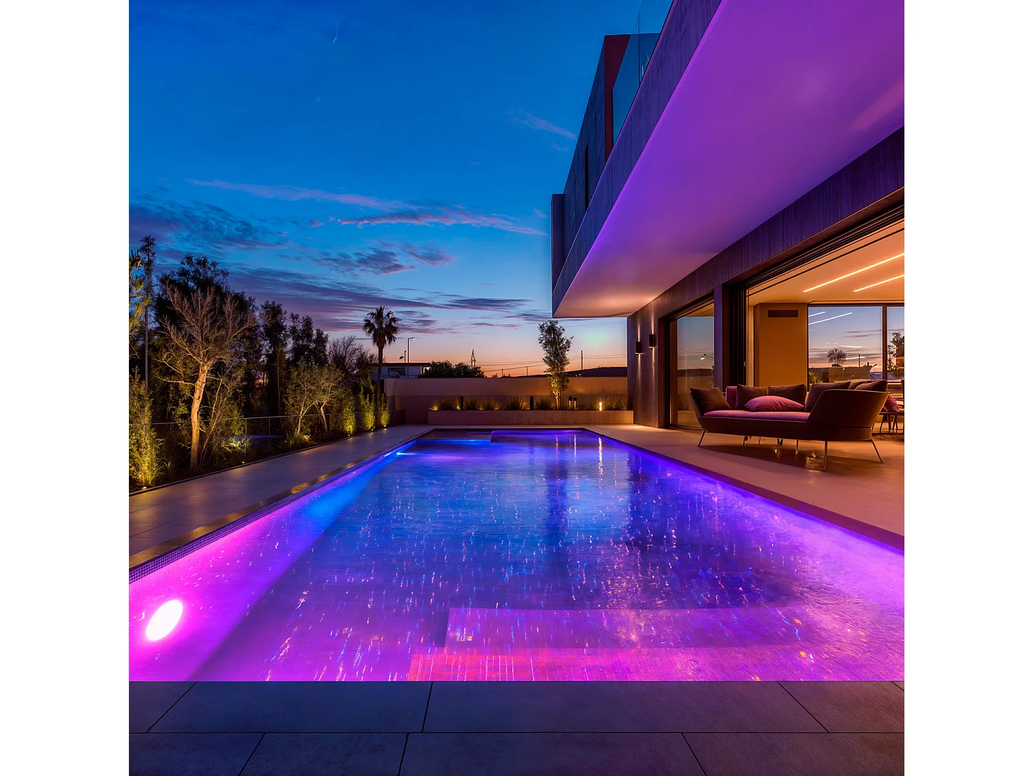 Foco Piscina Superficie LED RGBW Sumergible 12V DC IP68 Acero Inoxidable 35W No RGBW