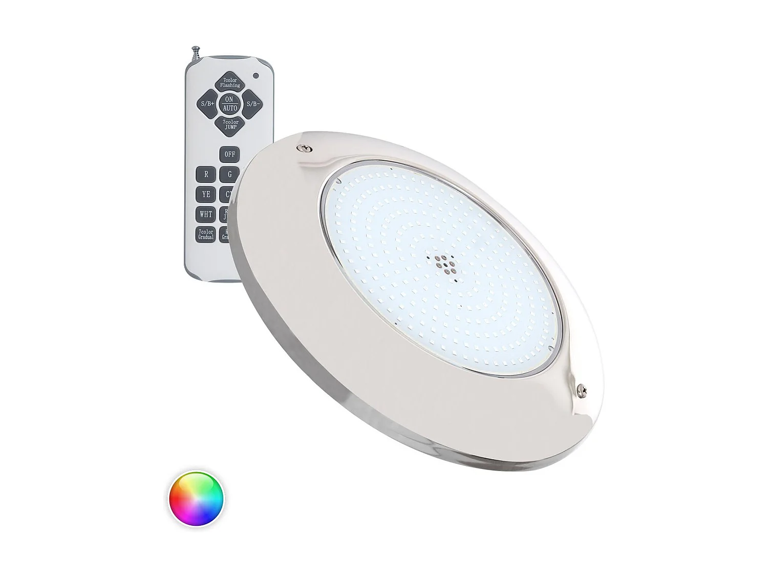 Foco Piscina Superficie LED RGB Sumergible 12V AC IP68 Acero Inoxidable 20W No RGB