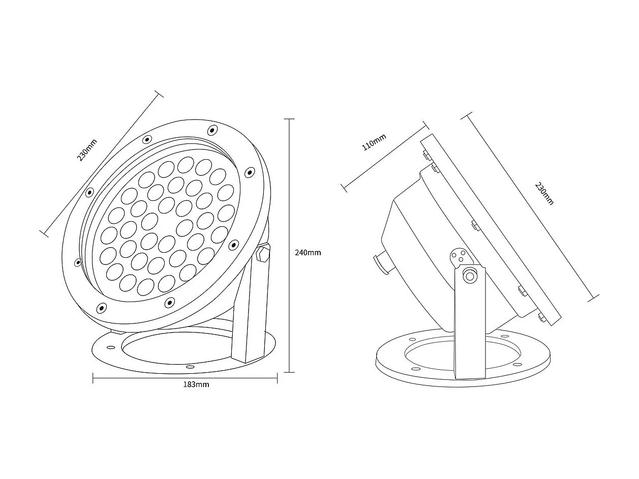 Foco Sumergible LED RGB 36W Superficie 12V DC IP68 RGB