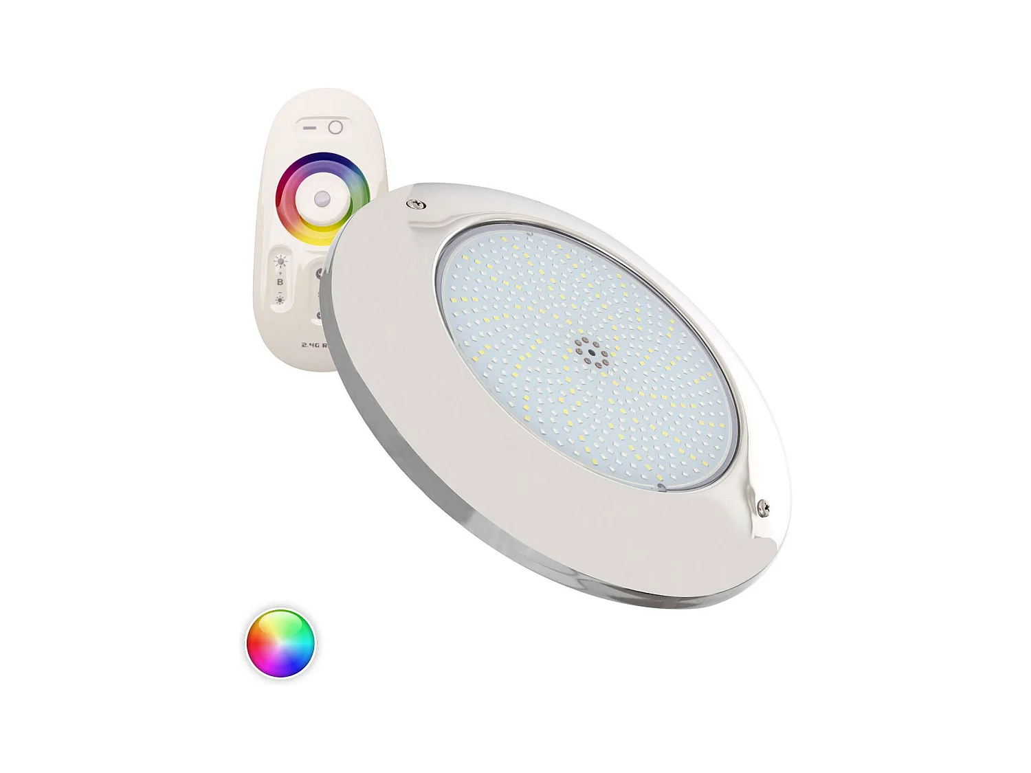 Foco Piscina Superficie LED RGBW Sumergible 12V DC IP68 Acero Inoxidable 35W Sí RGBW