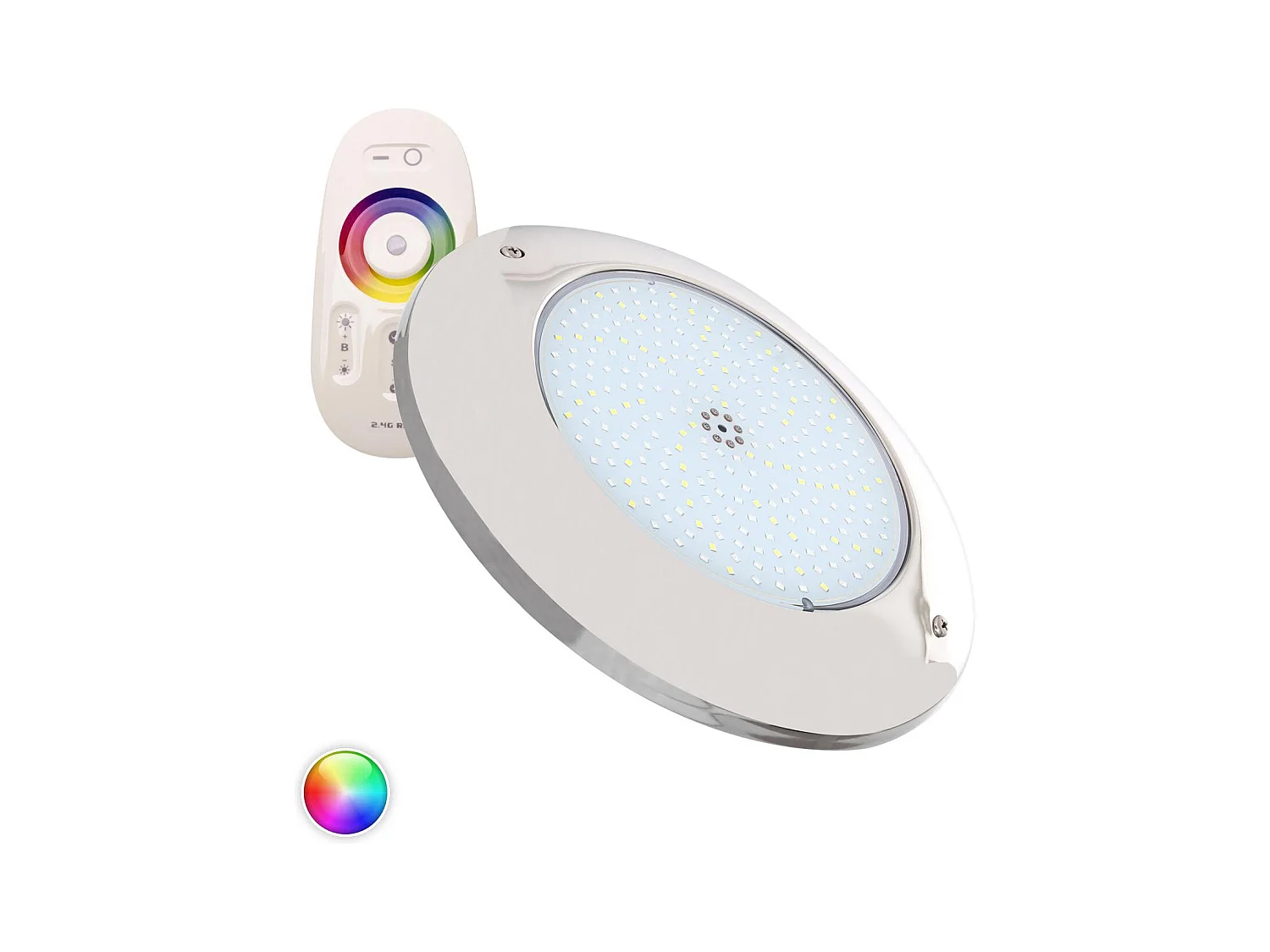 Foco Piscina Superficie LED RGBW Sumergible 12V DC IP68 Acero Inoxidable 20W No RGBW