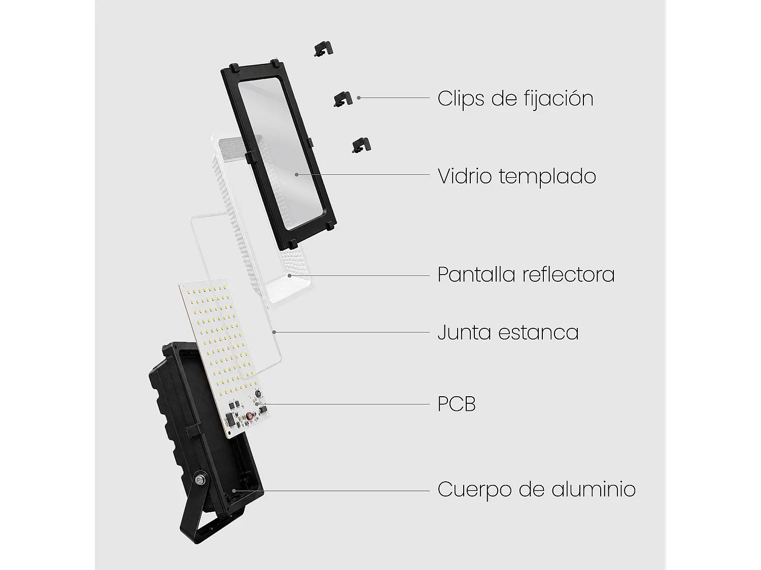 Foco Proyector LED 50W 145 lm/W IP65 HE PRO Regulable 6000K Blanco Frío