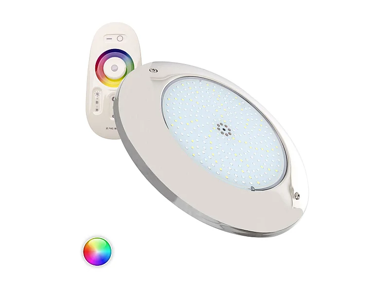 Foco Piscina Superficie LED RGBW Sumergible 12V DC IP68 Acero Inoxidable 20W Sí RGBW