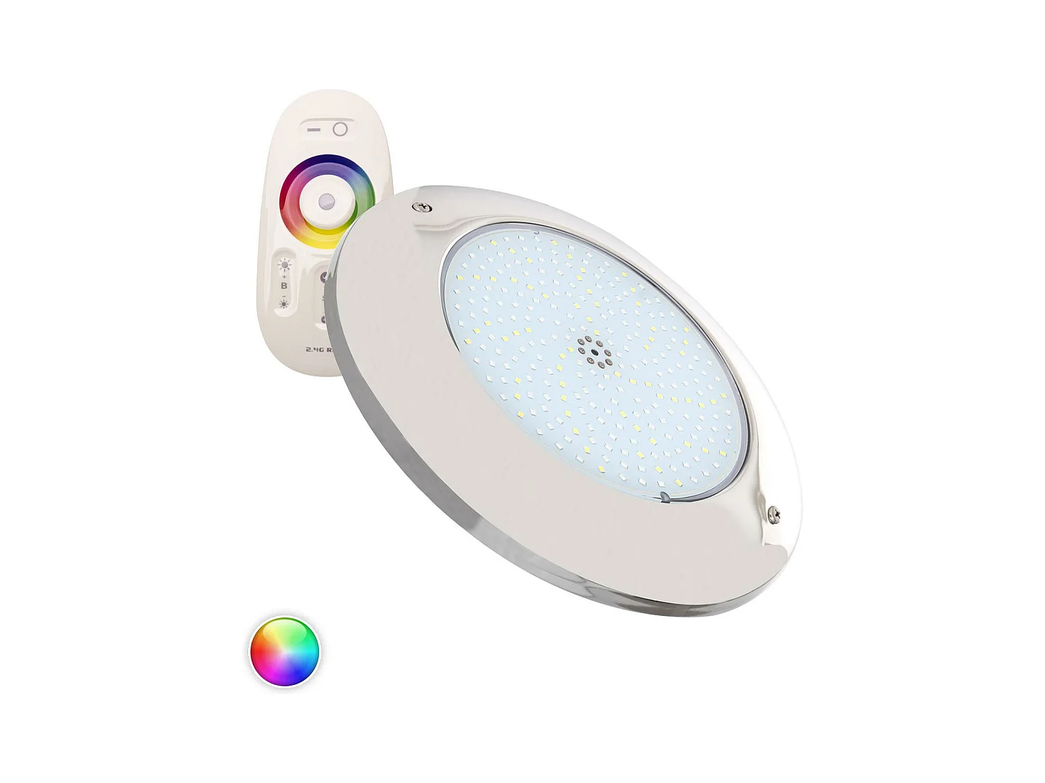 Foco Piscina Superficie LED RGBW Sumergible 12V DC IP68 Acero Inoxidable 20W Sí RGBW